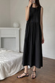 Black Korean Chic French Backless Design Lace-Up Vest Dress with Pockets on Both Sides