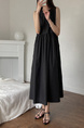 Black Korean Chic French Backless Design Lace-Up Vest Dress with Pockets on Both Sides