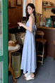 Tea Break French Blue Suspender Dress for Women Summer 2025 New Style Seaside Vacation Waist Backless Long Dress