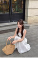 High Quality Vest Dress Women's Summer 2025 New Style French Style Elegance Superior Sense Seaside Vacation Long Skirt White