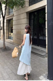High Quality Vest Dress Women's Summer 2025 New Style French Style Elegance Superior Sense Seaside Vacation Long Skirt Light Blue