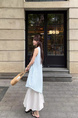 High Quality Vest Dress Women's Summer 2025 New Style French Style Elegance Superior Sense Seaside Vacation Long Skirt Light Blue