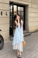 High Quality Vest Dress Women's Summer 2025 New Style French Style Elegance Superior Sense Seaside Vacation Long Skirt Light Blue