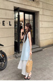 High Quality Vest Dress Women's Summer 2025 New Style French Style Elegance Superior Sense Seaside Vacation Long Skirt Light Blue