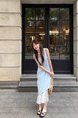 High Quality Vest Dress Women's Summer 2025 New Style French Style Elegance Superior Sense Seaside Vacation Long Skirt Light Blue