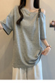 Real Price and Real Shot 2025 Summer New Fat MM Plus Size Female Fashion Versatile Careful Machine Shoulder Fashion Short-Sleeved T-Shirt Gray