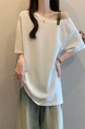 Real Price and Real Shot 2025 Summer New Fat MM Plus Size Female Fashion Versatile Careful Machine Shoulder Fashion Short-Sleeved T-Shirt White