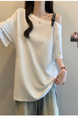 Real Price and Real Shot 2025 Summer New Fat MM Plus Size Female Fashion Versatile Careful Machine Shoulder Fashion Short-Sleeved T-Shirt White