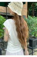 Real Shot Short-Sleeved T-shirt Summer 2025 New Trendy Back Opening Short Slim Round Neck Top Korean Style Women's Clothing Cream