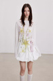 80% Tencel Tulle Summer Lazy Style Sweet Cool Round Neck Long Sleeve Top American Retro Letter Cardigan Top Women White