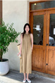 French Seaside Holiday Halter Neck Long Dress - New Summer Women's Loose Sleeveless Vest Dress in Brown with Pockets on Both Sides