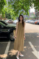 French Seaside Holiday Halter Neck Long Dress - New Summer Women's Loose Sleeveless Vest Dress in Brown with Pockets on Both Sides