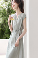 Blue Qiyun Chapter New Chinese Style Design Light Green Dress 2025 Summer New Style Dress