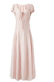Acane Pink Long Style V Neck Waist-Cinching Short Sleeve Dress Women's Summer French Style Vintage Loose Fit Slimming A-Line Skirt in Soft Blush Pink