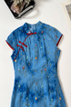 New Chinese Style National Style Eia A Yao Lantern Dream Embroidery Cheongsam Dress Women's Summer Beaded Halo Dyeing Long Skirt in Sky Blue