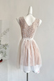 Htdog Hot Dogs Very Spicy Light Yarn Dance Lace Splicing Mesh Fabric Design Waist-cinching Slimming Sleeveless Dress in Light Pink