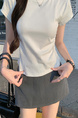 Real Shot Price Wrinkles Waist-cinching Positive Shoulder Short Sleeve T-Shirt Women Summer 2025 New Style Design Sense Slim Fit Short Style Top in Off-White