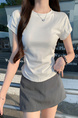 Real Shot Price Wrinkles Waist-cinching Positive Shoulder Short Sleeve T-Shirt Women Summer 2025 New Style Design Sense Slim Fit Short Style Top in Off-White