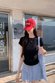 Real Shot Price Wrinkles Waist-cinching Positive Shoulder Short Sleeve T-Shirt Women Summer 2025 New Style Design Sense Slim Fit Short Style Top in Black