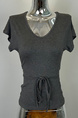 South Korea's Dongdaemun New Hot Girl Shows Body Sexy Feminine Lace-up Waist Short-sleeved T-shirt Top in Dark Gray