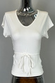 South Korea's Dongdaemun New Hot Girl Shows Body Sexy Feminine Lace-up Waist Short-sleeved T-shirt Top in White