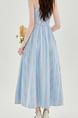 Blue Plaid Tube Top Suspender Dress for Women Summer Off-Shoulder Waisted Long Skirt Holiday Dress Light Blue