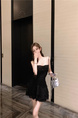 Original Fabric! French Style Slouch Collar Sleeveless Suspender Dress for Women in Black, Summer Sexy Hot Girl Style