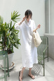 Student Korean Version of Long-Sleeved Shirt Dress for Women in White, Medium-Length, Loose and Slim, Lazy Shirt