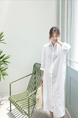 Student Korean Version of Long-Sleeved Shirt Dress for Women in White, Medium-Length, Loose and Slim, Lazy Shirt