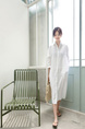 Student Korean Version of Long-Sleeved Shirt Dress for Women in White, Medium-Length, Loose and Slim, Lazy Shirt