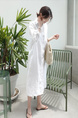 Student Korean Version of Long-Sleeved Shirt Dress for Women in White, Medium-Length, Loose and Slim, Lazy Shirt
