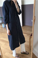 Student Korean Version of Long-Sleeved Shirt Dress for Women in Navy Blue, Medium-Length, Loose and Slim, Lazy Shirt