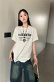 Real Shot and Real Price 2025 New Summer Printed Half-Sleeved Loose Short-Sleeved T-Shirt for Women in Light Gray