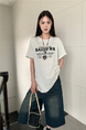 Real Shot and Real Price 2025 New Summer Printed Half-Sleeved Loose Short-Sleeved T-Shirt for Women in Light Gray