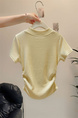 Real shot of Korean sweet hot girl V-neck straight shoulder short-sleeved T-shirt female summer petite short slim yellow