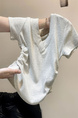 Real shot of Korean sweet hot girl V-neck straight shoulder short-sleeved T-shirt female summer petite short slim gray