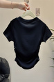 Real shot of Korean sweet hot girl V-neck straight shoulder short-sleeved T-shirt female summer petite short slim black