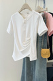 Real shot of pure cotton ribbed short-sleeved T-shirt for women in summer Korean style slim fit bottoming shirt in white