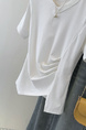 Real shot of pure cotton ribbed short-sleeved T-shirt for women in summer Korean style slim fit bottoming shirt in white