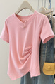 Real shot of pure cotton ribbed short-sleeved T-shirt for women in summer Korean style slim fit bottoming shirt in pink