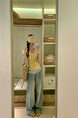 Cream style shawl V-neck knitted top for women in light yellow with atmospheric cuffs and slits, slim-fit sweater bottoming shirt