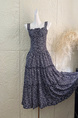 Monday 5.7/10:00am Hanano Overture Chest Drawstring Lace Patchwork Suspender Dress with Large Skirt - Navy Blue