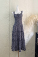 Monday 5.7/10:00am Hanano Overture Chest Drawstring Lace Patchwork Suspender Dress with Large Skirt - Navy Blue