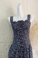 Monday 5.7/10:00am Hanano Overture Chest Drawstring Lace Patchwork Suspender Dress with Large Skirt - Navy Blue