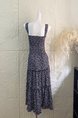 Monday 5.7/10:00am Hanano Overture Chest Drawstring Lace Patchwork Suspender Dress with Large Skirt - Navy Blue