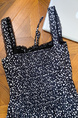 Monday 5.7/10:00am Hanano Overture Chest Drawstring Lace Patchwork Suspender Dress with Large Skirt - Navy Blue