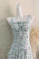 Monday 5.7/10:00am Hanano Overture Chest Drawstring Lace Patchwork Suspender Dress with Large Skirt - Light Blue