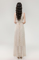 Real Shot of the New 2025 Summer French V-Neck Lace Edge Elegant Temperament Holiday Style Waist Slim Long Dress - Beige