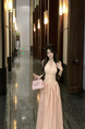 Real Price and Real Shot Dress Women's Lace Stitching French Long Skirt - Light Pink