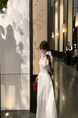 Real Price and Real Shot Dress Women's Lace Stitching French Long Skirt - White